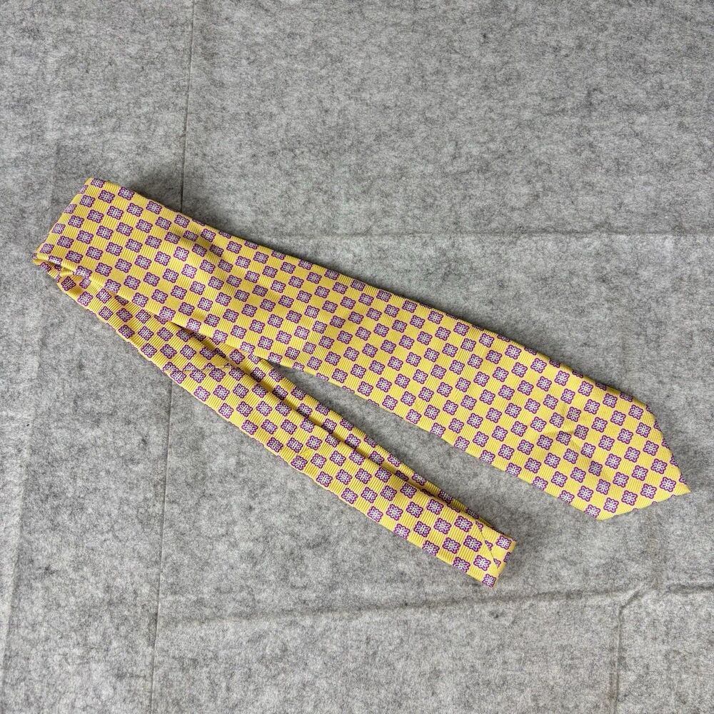 Vintage Trafalgar Men's 100% Silk Floral Necktie 1990s Yellow Purple Gold USA